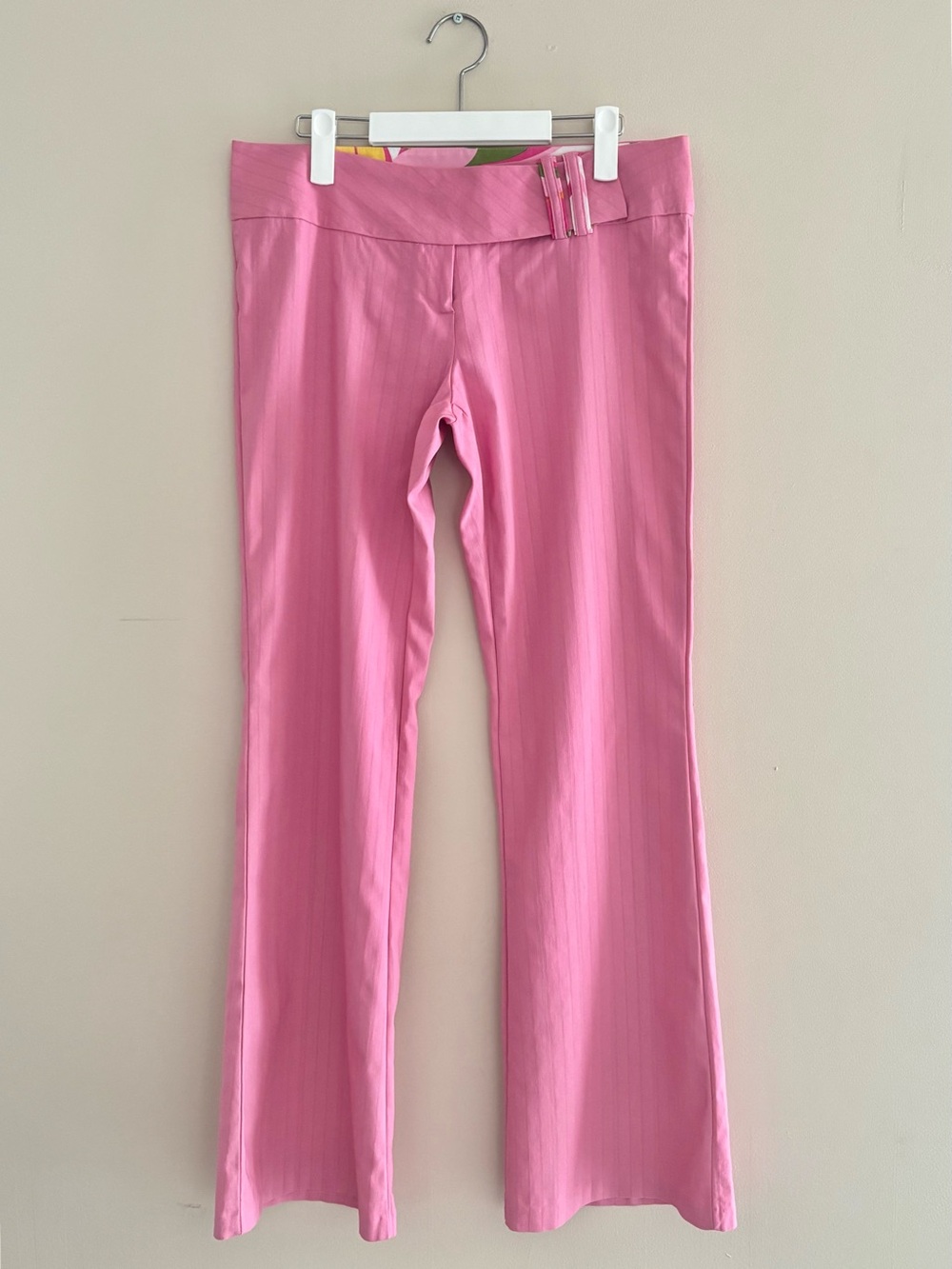 Women’s Y2K Flared Wide Leg Low-Rise Stretch Pants Size Large Pink Pre-Owned